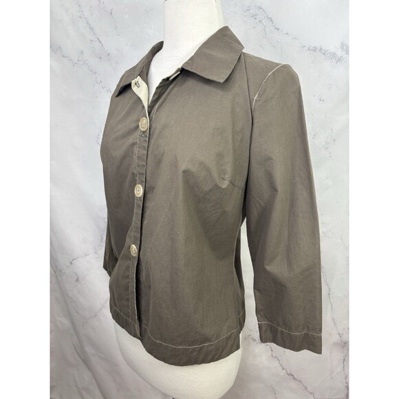 Rozae Nichols 90s Button up shirt top blouse  Artsy Boho sz 4 S USA Taupe Tom - Picture 12 of 16